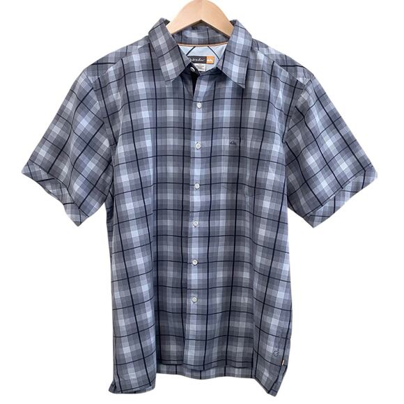 Quiksilver Other - Quiksilver Mens Size Large Gray Black Plaid Button Up Shirt Short Sleeve